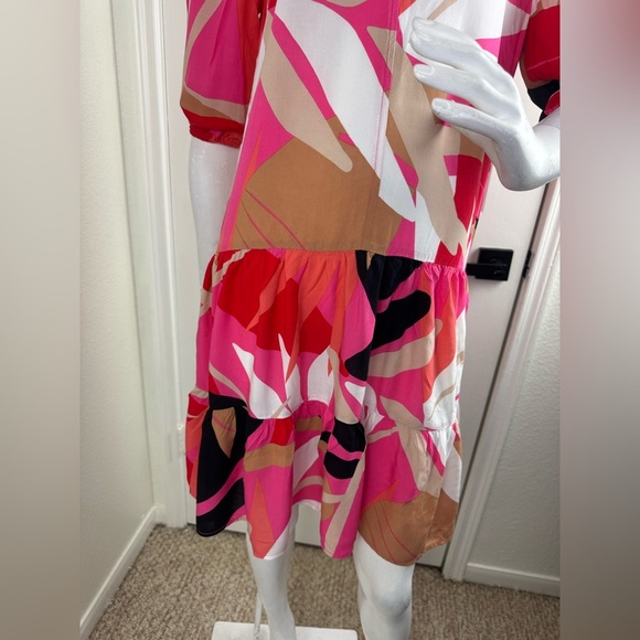 SCAPA LAUREN PERRE Vibrant Pink and Red Patterned Dress Size S. - Picture 6 of 13